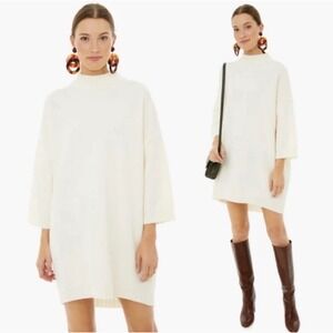 Tuckernuck Cream‎ Mock Neck Oversized Knit Sweater Dress Size XS